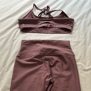 ALO Yoga Mauve Bra and Leggings Set